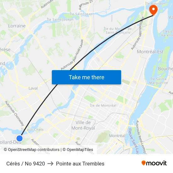Cérès / No 9420 to Pointe aux Trembles map