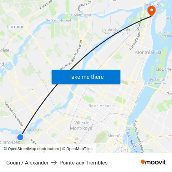 Gouin / Alexander to Pointe aux Trembles map