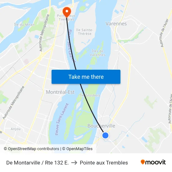 De Montarville / Rte 132 E. to Pointe aux Trembles map