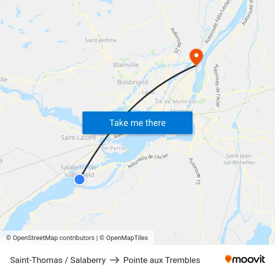 Saint-Thomas / Salaberry to Pointe aux Trembles map