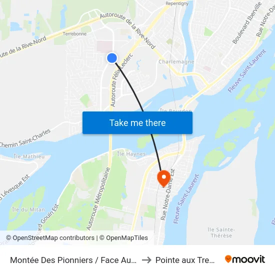 Montée Des Pionniers / Face Au Costco to Pointe aux Trembles map