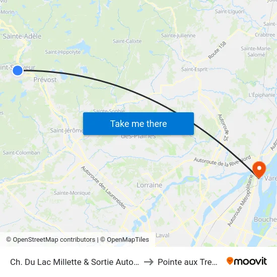 Ch. Du Lac Millette & Sortie Autoroute 15 to Pointe aux Trembles map