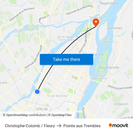 Christophe-Colomb / Fleury to Pointe aux Trembles map