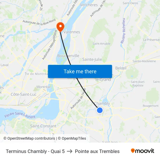 Terminus Chambly - Quai 5 to Pointe aux Trembles map