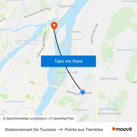 Stationnement De Touraine to Pointe aux Trembles map