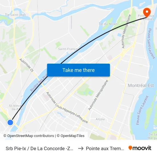 Srb Pie-Ix / De La Concorde -Zone B to Pointe aux Trembles map