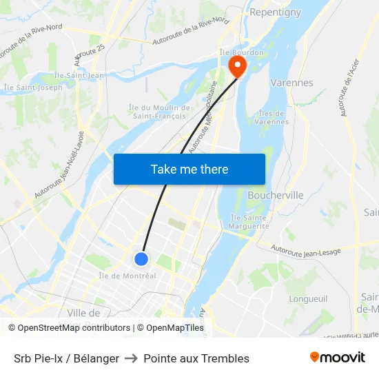 Srb Pie-Ix / Bélanger to Pointe aux Trembles map