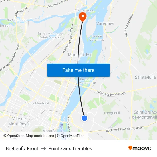 Brébeuf / Front to Pointe aux Trembles map