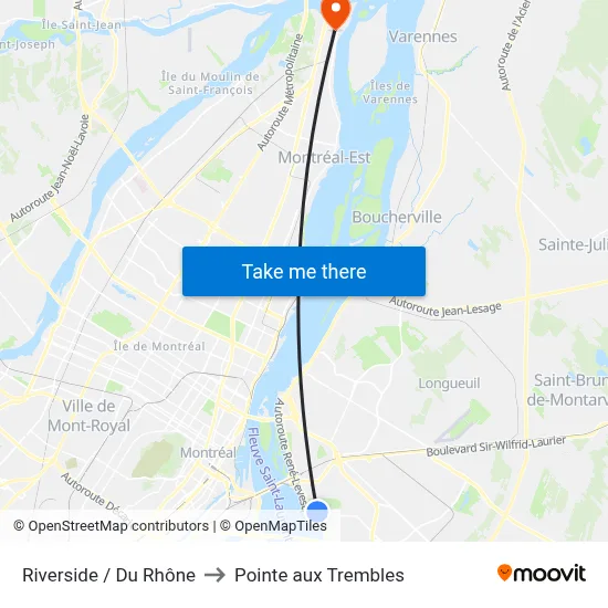 Riverside / Du Rhône to Pointe aux Trembles map