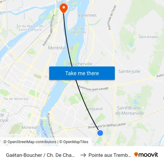 Gaétan-Boucher / Ch. De Chambly to Pointe aux Trembles map