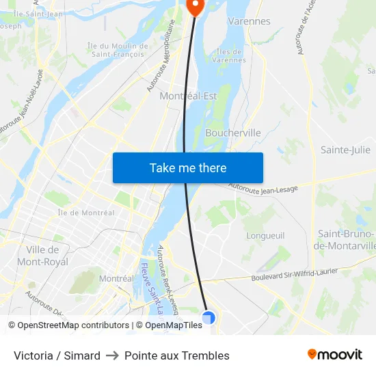 Victoria / Simard to Pointe aux Trembles map