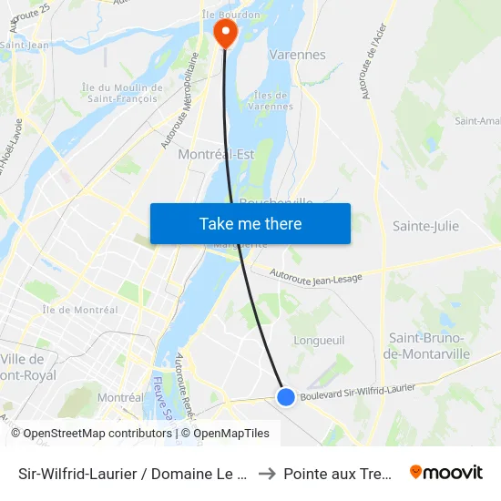 Sir-Wilfrid-Laurier / Domaine Le Marquis to Pointe aux Trembles map