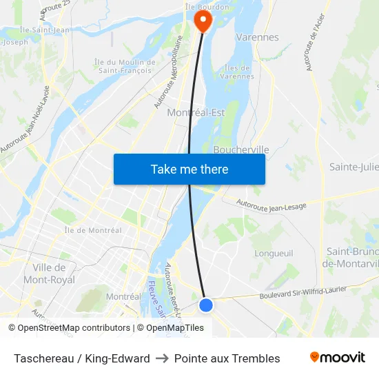 Taschereau / King-Edward to Pointe aux Trembles map