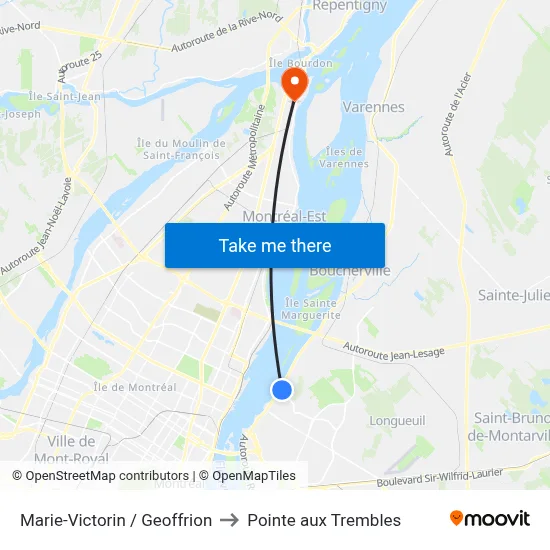 Marie-Victorin / Geoffrion to Pointe aux Trembles map