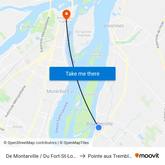 De Montarville / Du Fort-St-Louis to Pointe aux Trembles map