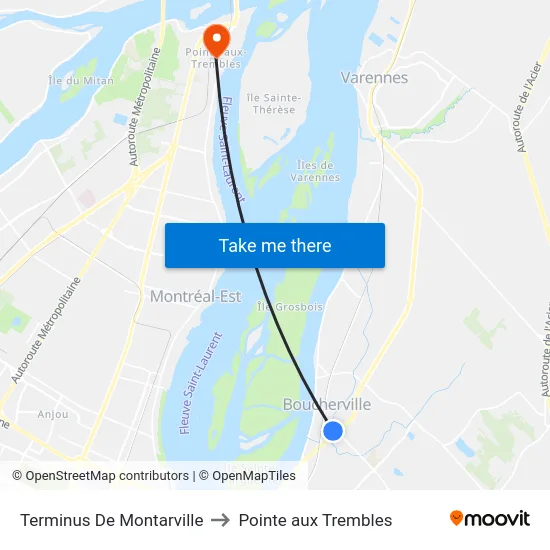 Terminus De Montarville to Pointe aux Trembles map