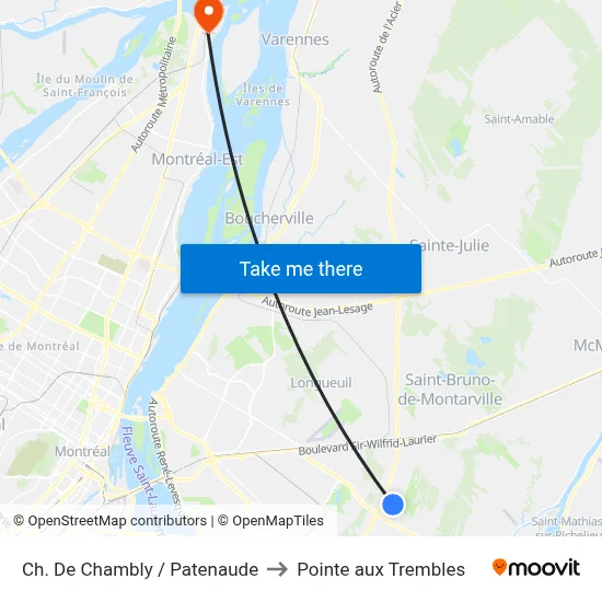 Ch. De Chambly / Patenaude to Pointe aux Trembles map