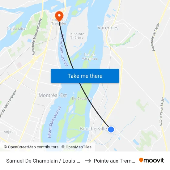 Samuel-De Champlain / Louis-Fornel to Pointe aux Trembles map