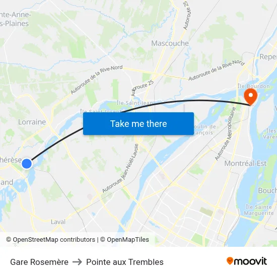 Gare Rosemère to Pointe aux Trembles map