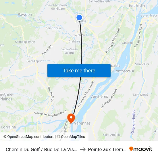 Chemin Du Golf / Rue De La Visitation to Pointe aux Trembles map