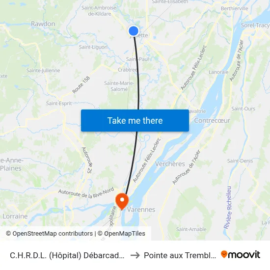 C.H.R.D.L. (Hôpital) Débarcadère to Pointe aux Trembles map