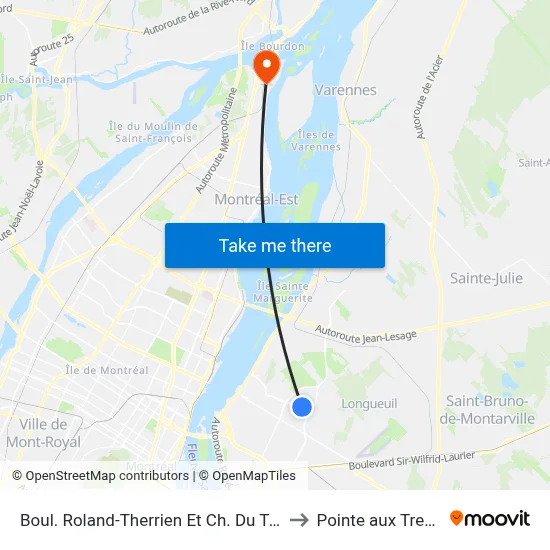 Boul. Roland-Therrien Et Ch. Du Tremblay() to Pointe aux Trembles map