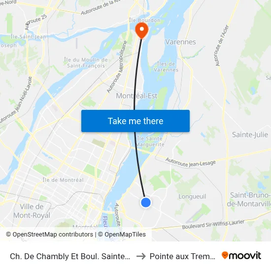 Ch. De Chambly Et Boul. Sainte-Foy() to Pointe aux Trembles map