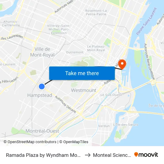 Ramada Plaza by Wyndham Montreal Montréal to Monteal Science Center map
