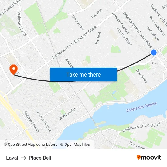 Laval to Place Bell map