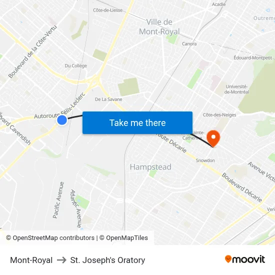 Mont-Royal to St. Joseph's Oratory map