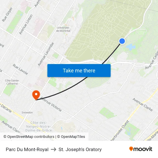 Parc Du Mont-Royal to St. Joseph's Oratory map