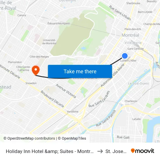 Holiday Inn Hotel &amp; Suites - Montreal Centre-ville Ouest by IHG, Montréal to St. Joseph's Oratory map