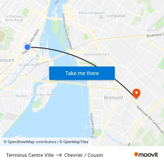 Terminus Centre Ville to Chevrier / Cousin map