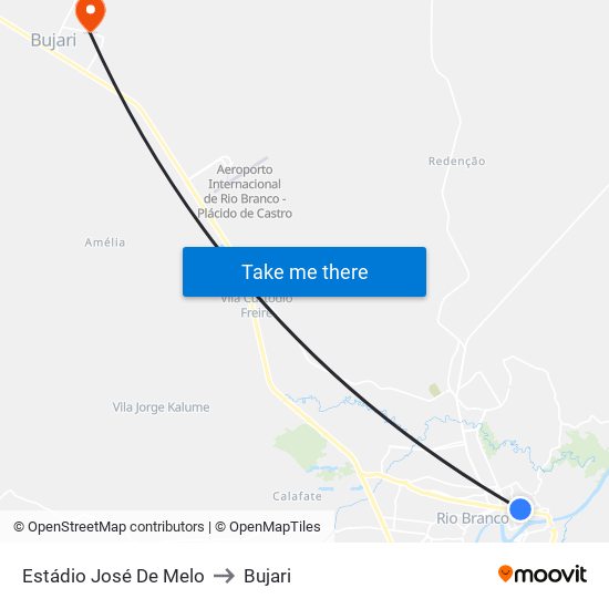 Estádio José De Melo to Bujari map