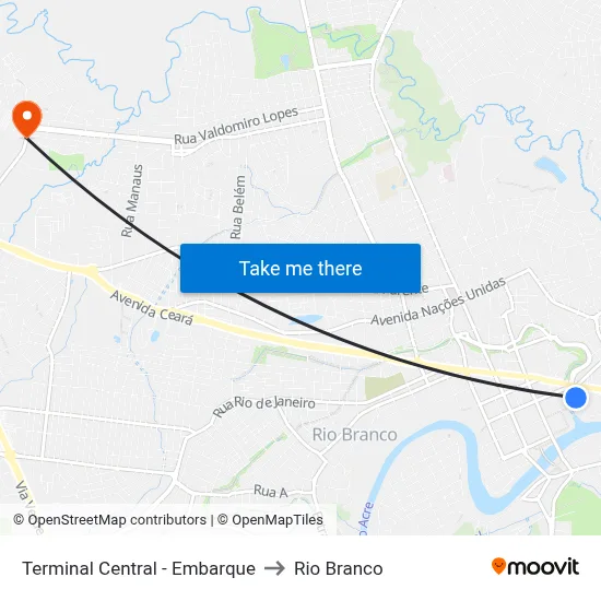 Terminal Central - Embarque to Rio Branco map