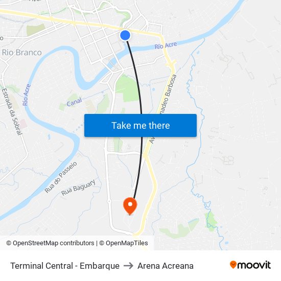 Terminal Central - Embarque to Arena Acreana map