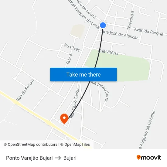 Ponto Varejão Bujari to Bujari map