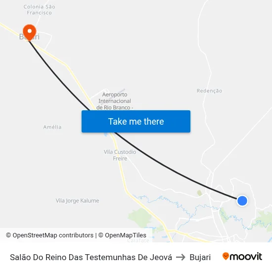Salão Do Reino Das Testemunhas De Jeová to Bujari map