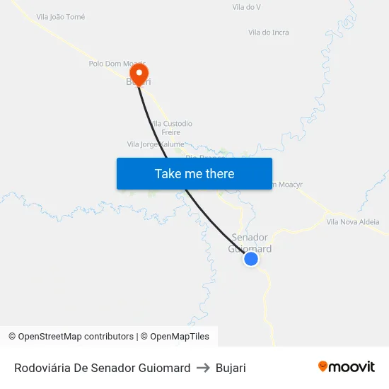 Rodoviária De Senador Guiomard to Bujari map