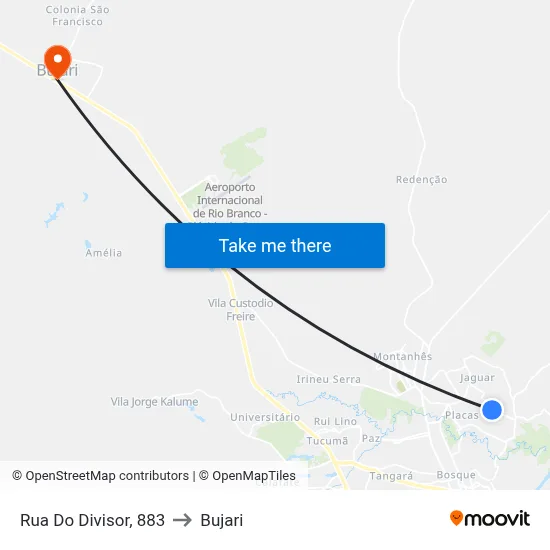Rua Do Divisor, 883 to Bujari map