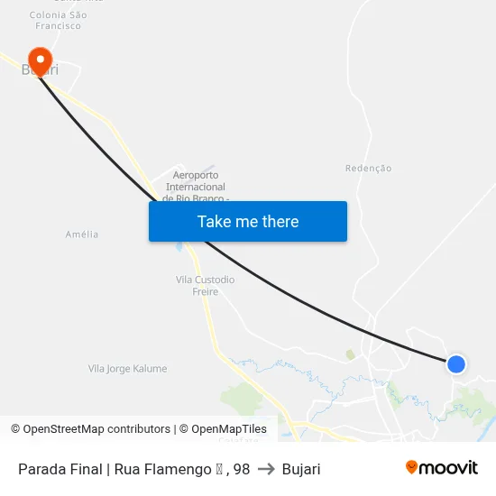 Parada Final | Rua Flamengo 𓅐 , 98 to Bujari map