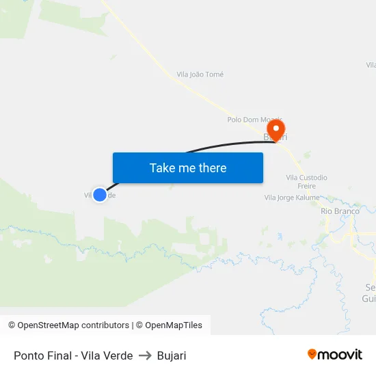 Ponto Final - Vila Verde to Bujari map
