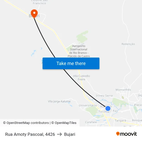 Rua Amoty Pascoal, 4426 to Bujari map