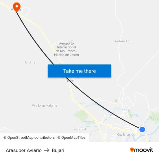 Arasuper Aviário to Bujari map