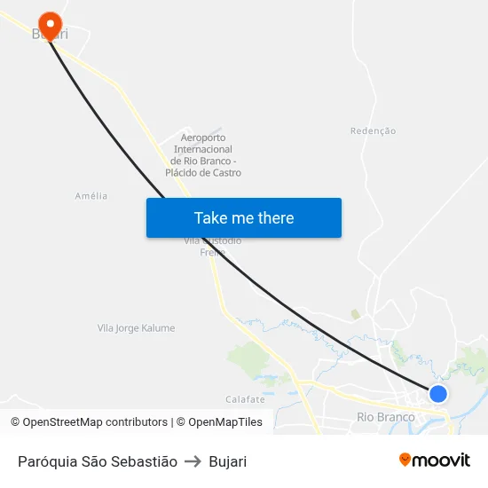 Paróquia São Sebastião to Bujari map