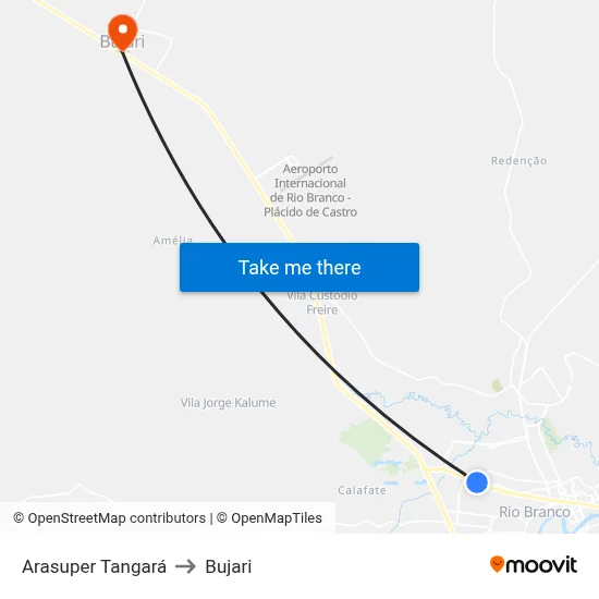 Arasuper Tangará to Bujari map