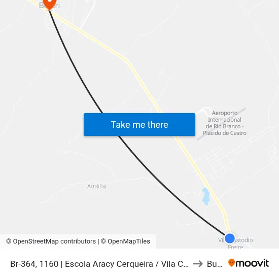 Br-364, 1160 | Escola Aracy Cerqueira / Vila Custódia Freire to Bujari map