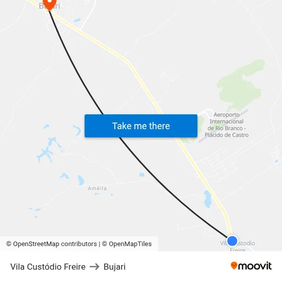 Vila Custódio Freire to Bujari map