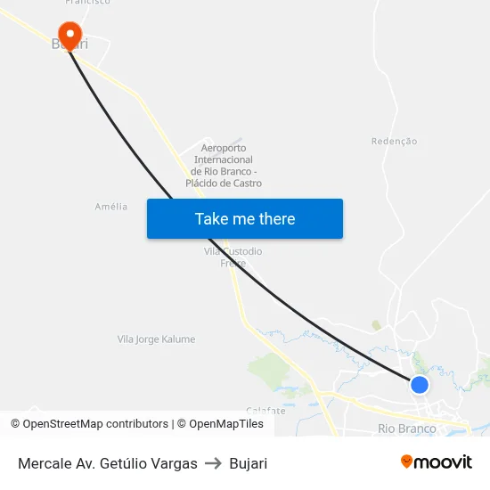 Mercale Av. Getúlio Vargas to Bujari map