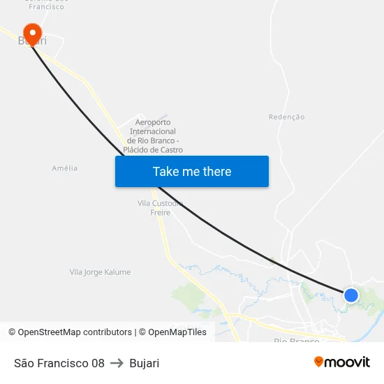São Francisco 08 to Bujari map